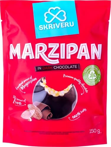 Skrīveru Marzipan Covered in Dark Chocolate 150g – Premium Almond Candy, High in Magnesium and Iron, Smooth and Indulgent Gourmet Treat for Chocolate Lovers and Special Gifts