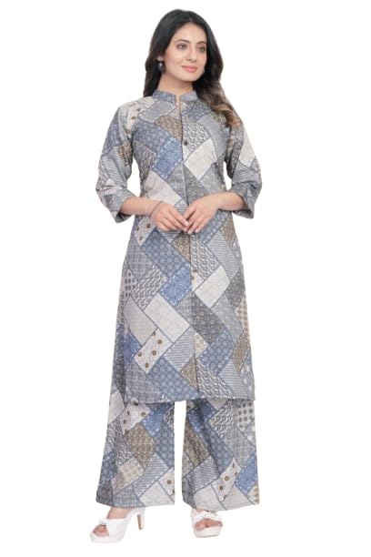 Women's Printed Rayon Kurta and Palazzo Set | Ethnic Tunic Kurti with Trousers Pant Combo | Ready-to-Wear Casual & Office Wear Suit (MUDRA)-picture-18