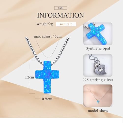 Collier chapelet argent 925 véritable opale bleue anti-ternissement - 3