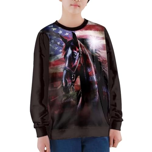 Boys Sweatshirts Casual Long Sleeve 3D Print Animal Tops Kids Crewneck Pullover Tees Size 6-16 Years4