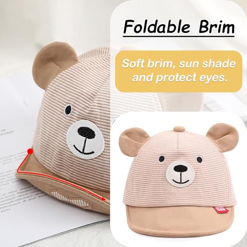 Soft Cotton Hat for Baby Boy Girl, Cute Bear Baseball Caps for Toddler Little Boys Girls Spring Summer Sun Hat2