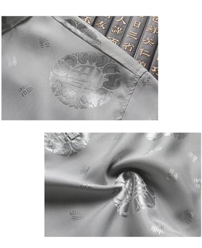 Men Middle-Aged and Elderly Vintage Disc Buckle Silk Textured Chinese Short Sleeve Shirts4