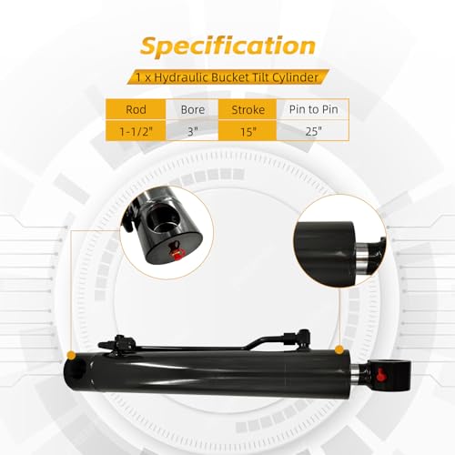 Image of Hydraulic Bucket Tilt Cylinder 7208419 Compatible with Bobcat All-Wheel Steer Loader: A300;Skid Steer Loaders: S220, S250, S300, S330;Track Loaders: T250, T300, T320