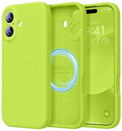 Image of LOVE 3000 Designed for iPhone 17 Case, Premium Silicone [Compatible with Magsafe][Soft Anti-Scratch Microfiber Lining] Shockproof Protective Phone Case for Men Women 6.3 inch, Fluorescent Green