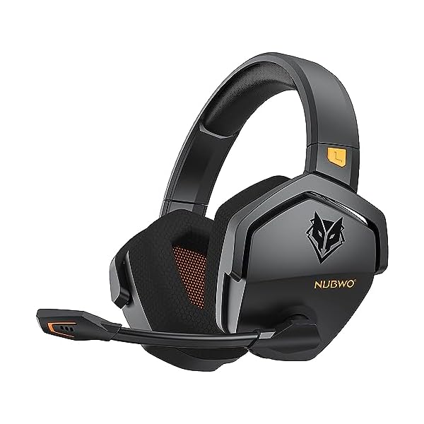 NUBWO G06 Dual Wireless Gaming Headset with Microphone for PS5, PS4, PC - 23ms Low Latency Audio - 100-Hour of Playtime - 50mm Drivers (Black-Orange)
