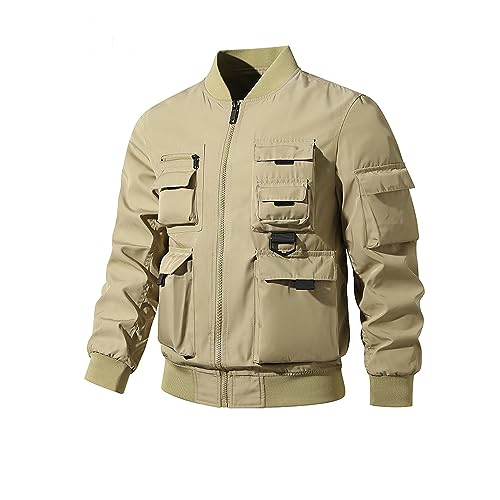 Dark Jacket for Men - Bomber Jacket Men, Multi-pocket Cargo, Techwear Tactical Jacket, Vintage Baseball Jacket3