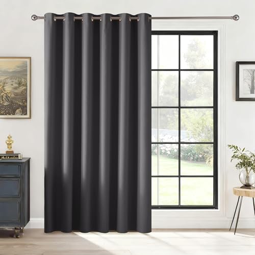 Image of RYB HOME Blackout Thermal Insulated Curtains, Portable Curtain for Sliding Glass Door /Storage /Space Room Divider, Large Window Treatment Room Divider Panel, W80 x L84, Grey, 1 Panel