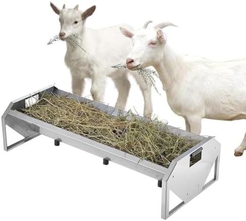 Heavy Duty Steel Livestock Feeding Trough for Goats, Horses, Sheep & Hogs - Durable Farm Animal Feeder for Sheds & Pens, Perfect for Multi-Animal Feeding