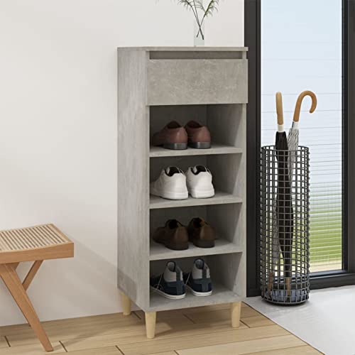 Fitlin Schuhschrank, Sonoma, Grau, 40 x 36 x 105 cm, Holzwerkstoff, Schuhaufbewahrung, Schrankaufbewahrung, Schuhständer, Flurmöbel(Concrete Grey)