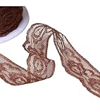 MYMERCERIE Dentelle Rachel Roses 28mm Marron Chocolat au mètre