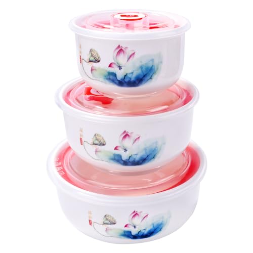 BOSILI Ceramic Food Storage Bowl with Lid Set of 3