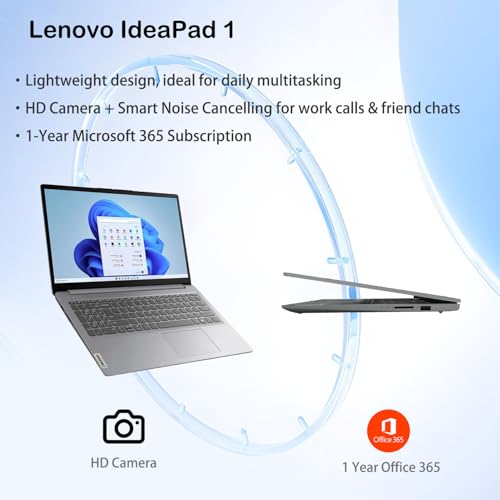 Image of Lenovo IdeaPad Eco-Friendly Slim Laptop, 15.6 inch FHD Business and Student, Office 365 for The Web, Intel 10-Core i5-1335U(Beat Ryzen 7 7730U), 16GB RAM, 256GB SSD, Wi-Fi 6, Privacy Camera, Win11 Home