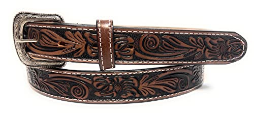 1 1/4 Inch Wide Genuine Leather Western Style Belt, Casual Or Work Leather Belt