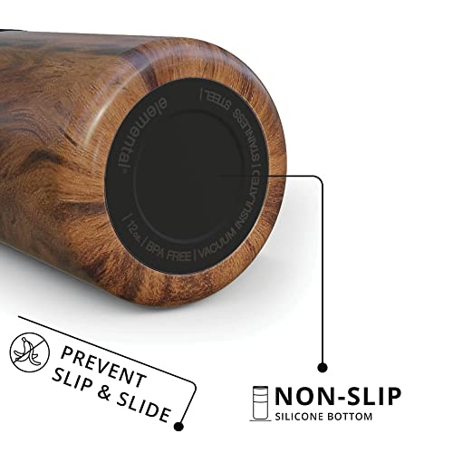 Elemental Artisan Insulated Tumbler, Triple Wall Coffee Travel Mug, Reusable Stainless Steel Coffee Tumbler With Ceramic Lid, Thermal Coffee Cups For Hot (6 Hrs) & Cold (18 Hrs), 16Oz - Teak Wood #TOP4