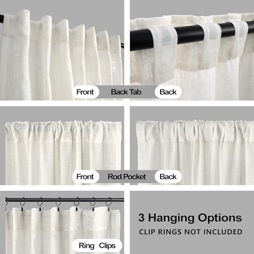 Cortinas traslúcidas KOUFALL de lino, 2 paneles de 52x108 pulgadas para salón 5