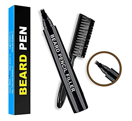 4-Punkt Augenbrauen & Bart Stift – Wasserfester Filler Für Natürliche Look, Schwarz