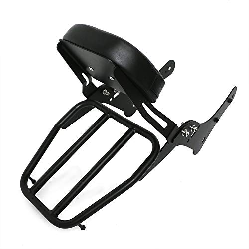 COPART Abnehmbare Beifahrer-Rückenlehne Sissy Bar für Kawasaki Vulcan S 650 VN650 2015-2019 (mit Gepäckträger, Schwarz, Stahl, Kunstleder)