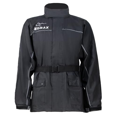 Zorax Giacca impermeabile da moto da uomo e donna con strisce riflettenti, borsa per il trasporto, Nero , L