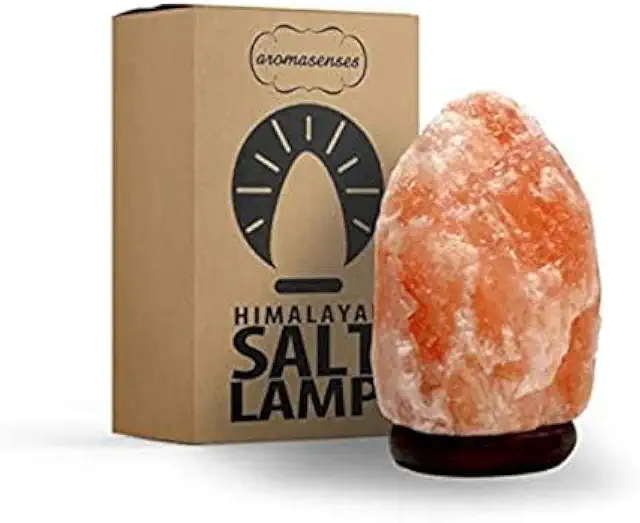 Lámpara de Sal del Himalaya Natural 1-2 kg con Base de Madera - Purifica el Aire