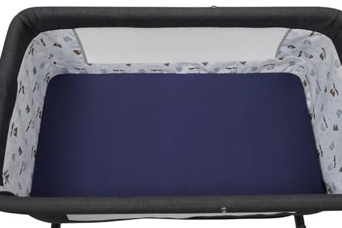 Image of Stretchy Fitted Crib Sheets Set 2 Pack Portable Crib Mattress Topper for Baby Girl Boy,Ultra Soft Jersey Material, Dark Blue & Bear Deer