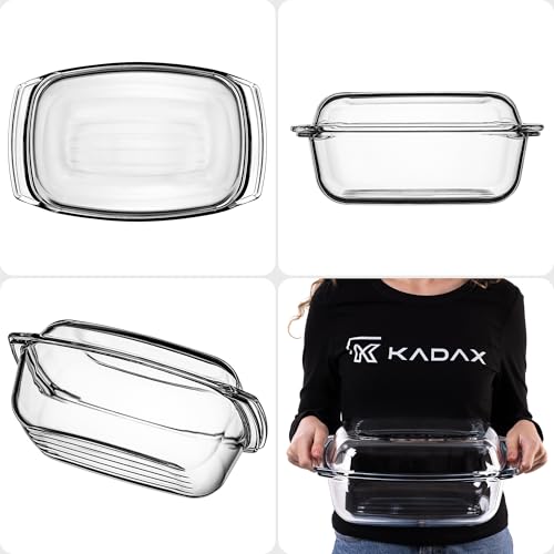 KADAX Glasbräter, Auflaufform mit Deckel aus hitzebeständigem Glas, feuerfestes Gefäß für Lasagne, Gemüseeintopf… – Ansicht 4