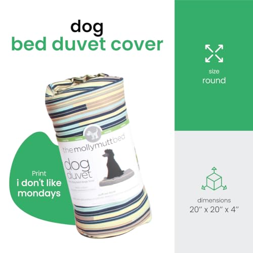 Molly Mutt CD44R Petite Dog Duvet Cover - Round - I Don'T Like Mondays Print - Measures 20’’X20’’X4’’ - 100% Cotton - Durable - Breathable - Sustainable - Machine Washable Dog Bed Cover thumb #1