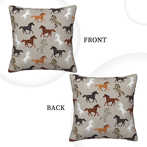 Housse de coussin en velours côtelé imprimé cheval 45x45 cm