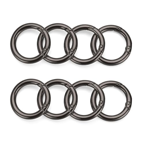 Image of Gkeygo Key Ring Clip, 1 Inch Keychain Rings, 8 Pack Round Carabiner Clip for Keys, Buckle, Bags, Purses - Key Chain Hooks Replacement Keychains Lanyard DIY Crafts, Gunmetal
