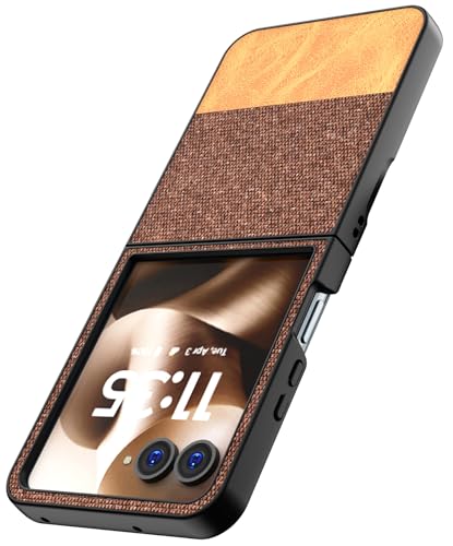 Image of Kapa Soft Fabric & Leather Hybrid Protective Back Cover for Moto Razr 60 /50 | Shockproof Slim Hard Anti Slip Back Case (Brown)