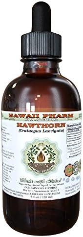HawaiiPharm Hawthorn Alcohol-Free Liquid Extract, Hawthorn (Crataegus Laevigata) Dried Leaf and Flower Glycerite Natural Herbal Supplement 2 oz