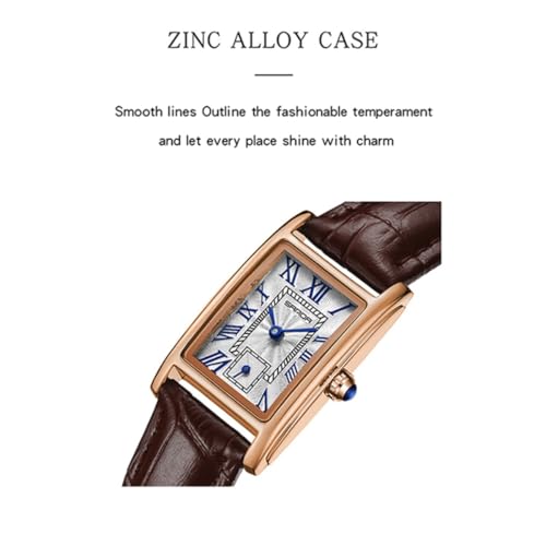 Image of Poshi Sanda Premium White Brass Sqaure Dial Watch | 200mm Rose Gold Stainless Steel Strap Quartz Watch for Women
