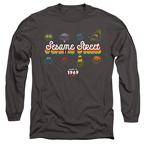 T-Shirt Sesame Street Made in 1969 Manches Longues Trevco en Coton Premium Charcoal