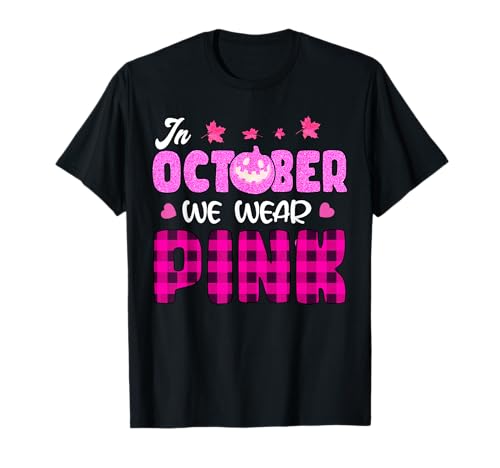 Use Pink October Pumpkin Breast Cancer Concientización Halloween Camiseta