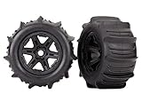 Traxxas 8674 Tires & Wheels Assembled glued (Black 3.8' Wheels Paddle Tires Foam Inserts) (2) (TSM...