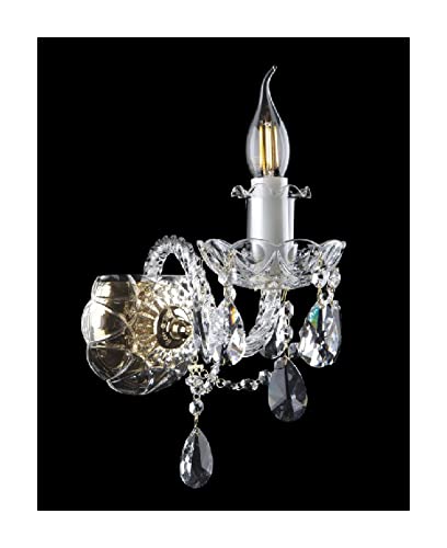 Auténtico cristal de Bohemia tradicional lámpara de pared diseño antiguo clásico con 1 bombilla de Amen (República Checa) Oro