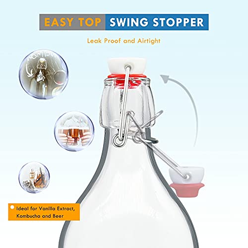 YEBODA 32oz Swing Top Bottles -Glass Beer Bottle with Airtight Rubber Seal Flip Caps for Home Brewing Kombucha,Beverages,Oil,Vinegar,Water,Soda,Kefir (4 Pack)