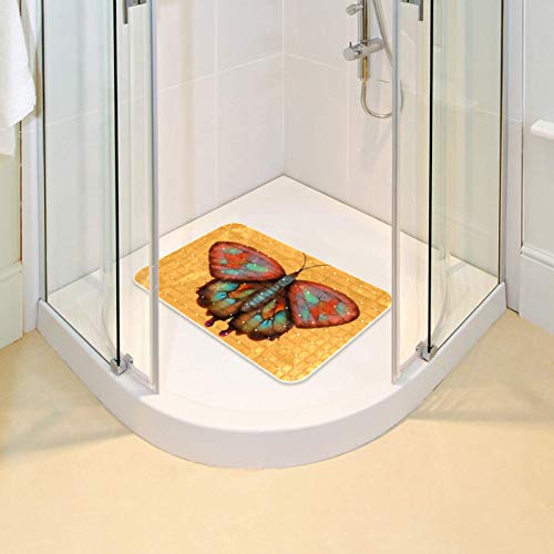 Tapis de douche antidérapant baignoire 35x67cm ventouses papillon