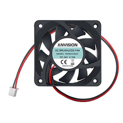 ANVISION Ventilador de refrigeración sin escobillas de 60 mm x 15 mm CC 24 V, rodamiento de bolas dual