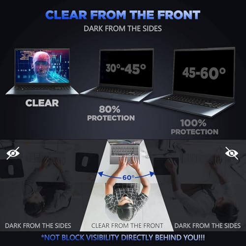 Image of Laptop privacy Screen 14 Inch for 16:9 Aspect Ratio, Anti-Spy privacy Filter & Anti Glare Blue Light Blocking Protector Shield - W x H: 12 3 /16 inch x 6 7 /8* ( 310mm x 174mm) ( 15.6 Inch Laptop 16:9 Aspect Ration)