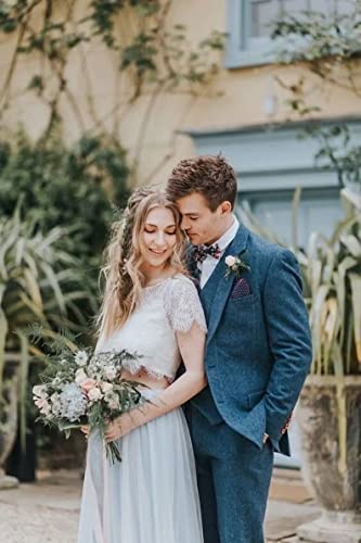 Wangyue Wool Suits For Men Herringbone Tweed Suits Double Breasted Suits Regular Fit Big And Tall Brown Retro Suit Size 50 #TOP3