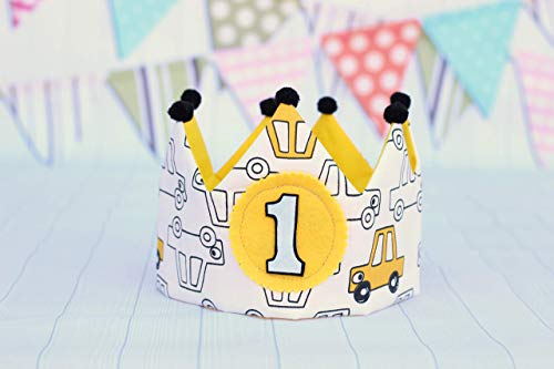 Corona de tela primer cumpleaños bebé niño corona de tela adorno de fiesta infantil, decoración para cumple