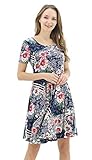 BENANCY Women's Short Sleeve Casual Loose Swing T-Shirt Dress Multi M