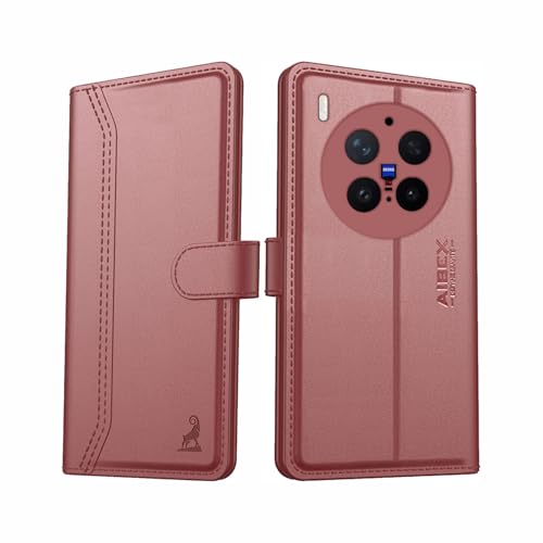 Image of AIBEX Compatible for Vivo X300 Pro 5G Flip Cover Leather Finish | Inside TPU with Card Pockets | Wallet Stand | Complete Protection Flip Case Brown