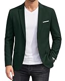 YND Men's One Button Slim Fit Blazer, Casual Lightweight Suit Daily Jacket Coat Deep Green