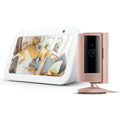 【セット買い】 Echo Show 5 (エコーショー5) 第3世代 グレーシャーホワイト + Ring Indoor Cam (リング リング インドアカム) - ブラッシュ