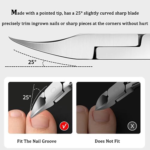 DAZISEN Precisión Alicates Cortauñas - Alicates Cortaúñas con Mango de Goma Antideslizante Alicates Uñas Pies Profesional Cortaúñas de Acero Inoxidable para Uñas Gruesas o Incrustadas - imagen 4
