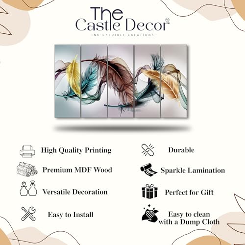 Image of The Castle Decor Abstract art painting with frame Big Size 36x60 Wall art for living room,Bedroom,Drawing room,Hotels-Wooden Framed-384