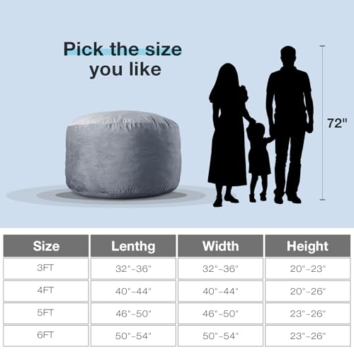 Image of 5 ft Bean Bag Chair, Bean Bag Chairs for Adults,5 Foot,Navy | Memory Foam Filling,Beanbag Sofa for Living Room,Ultra Soft Velvet Cover,Convenient Pocket & Pull-Handle