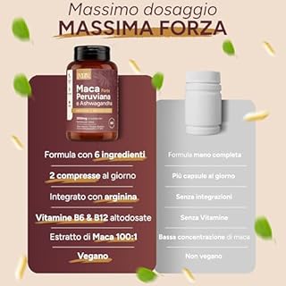 Maca Peruviana Extra Forte – Integratore Maca Nera con Arginina, Zinco, Ashwagandha, Tribulus e Vitamina B6 – Energia, Forza e Vigore Uomo – 90 Compresse Vegan – iNATUR