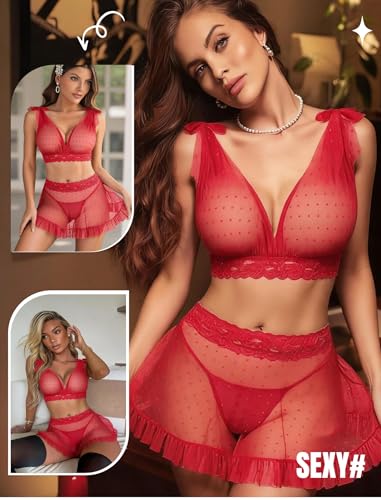 Avidlove Women's Lingerie Sets Naughty Lingerie 2026 Mini Lingeries Skirt Set Red XL — view 2